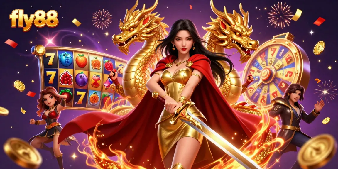 Engage with fly88's vibrant slot game adventure featuring dynamic reels and animated characters.