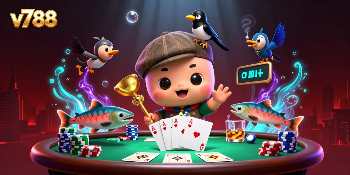 Play and win at v788, a vibrant online casino showcasing engaging elements and characters.