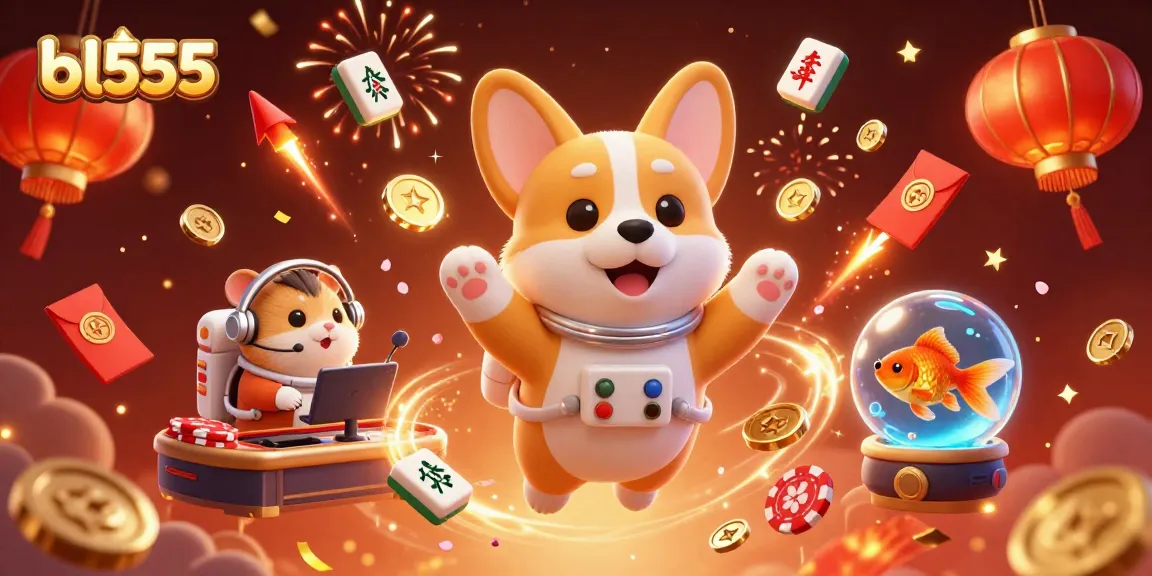 Experience top-notch gaming excitement at bl555 with floating coins and festive elements in an immersive casino