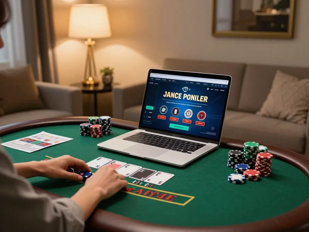 Nohu90 players enjoying live dealer blackjack in a stylish home environment, with strategy notes and chips.