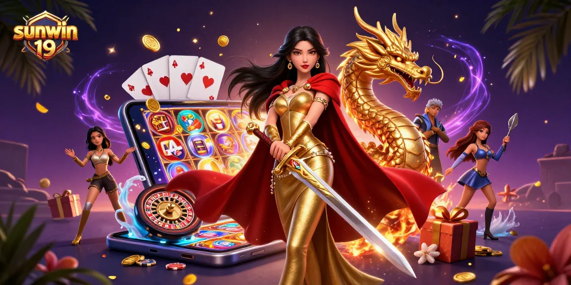 Experience the excitement of sunwin 19 with vibrant slot games and thrilling casino elements showcased.