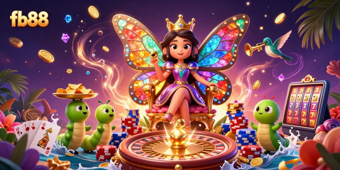 Experience exciting games at fb88 with colorful characters, casino elements, and vibrant energy.