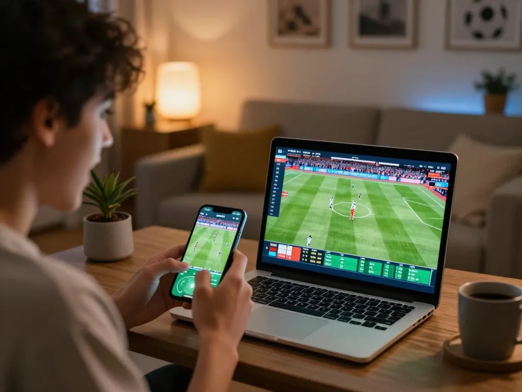 Experience xem trực tiếp bóng đá with mobile betting in a cozy home environment