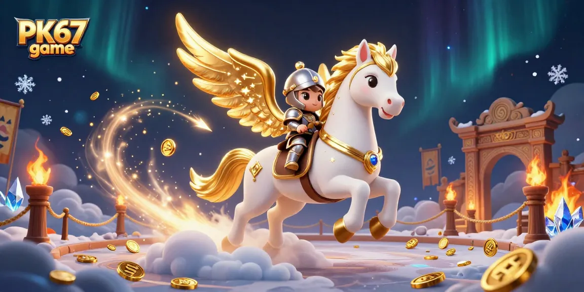 Engage with the thrilling PK67 game showcasing a celestial knight on a magical horse.
