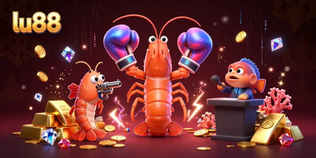 Experience thrilling wins at LU88 with a dynamic 3D scene featuring vibrant casino treasures.