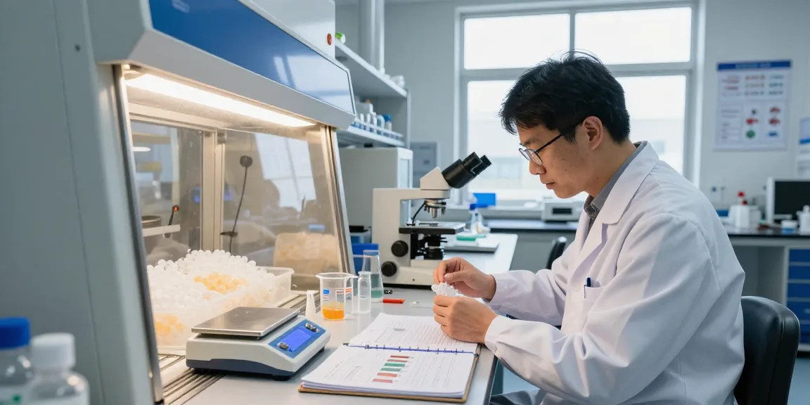 Researcher analyzing polymer expandable microspheres in an advanced laboratory setting, showcasing innovative applications.