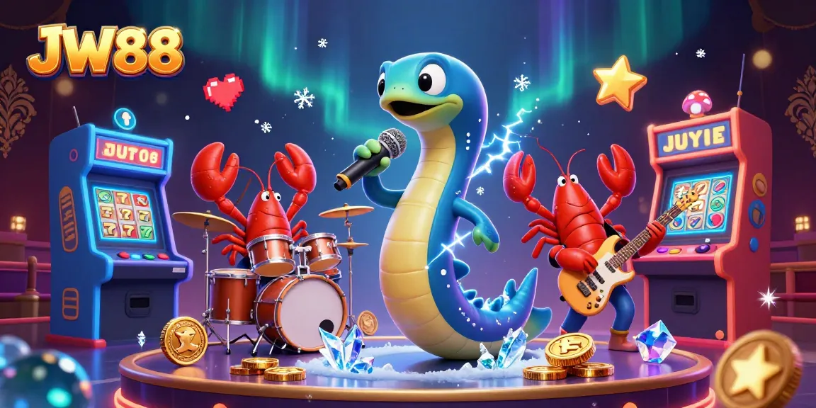 Engage in thrilling gameplay at JW88 with a vibrant underwater casino scene showcasing a DJ electric eel and dynamic elements.