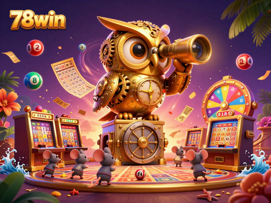 Experience exciting games with 78win as the golden owl oversees vibrant casino action.