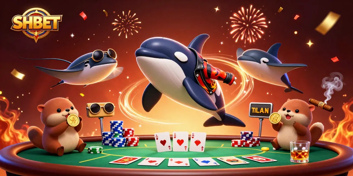 Experience SHBET's casino excitement with a dynamic scene featuring an orca and otters.