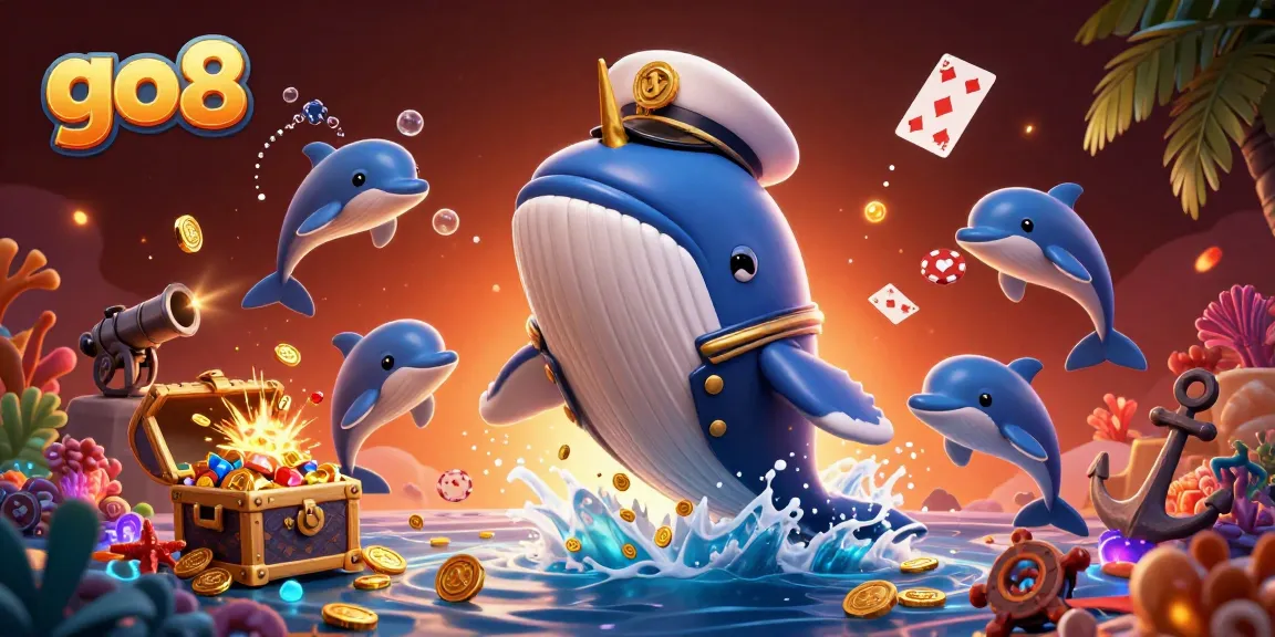 Experience excitement at go8 casino with lively whales, playful dolphins, and treasure-filled depths.