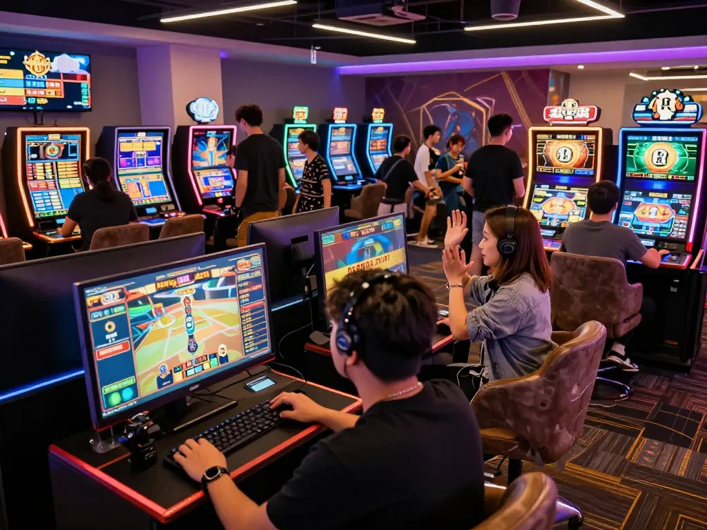 Exciting gaming scene highlighting sun win players celebrating victories and community spirit in a vibrant virtual casino.
