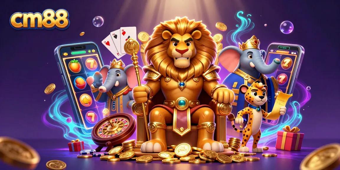 Experience thrilling gameplay with cm88, featuring a majestic lion and interactive casino elements.
