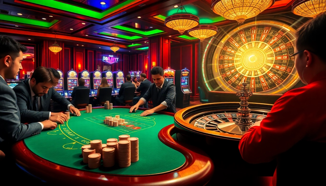 Tải game go88 while enjoying a thrilling casino scene with poker chips and slot machines.