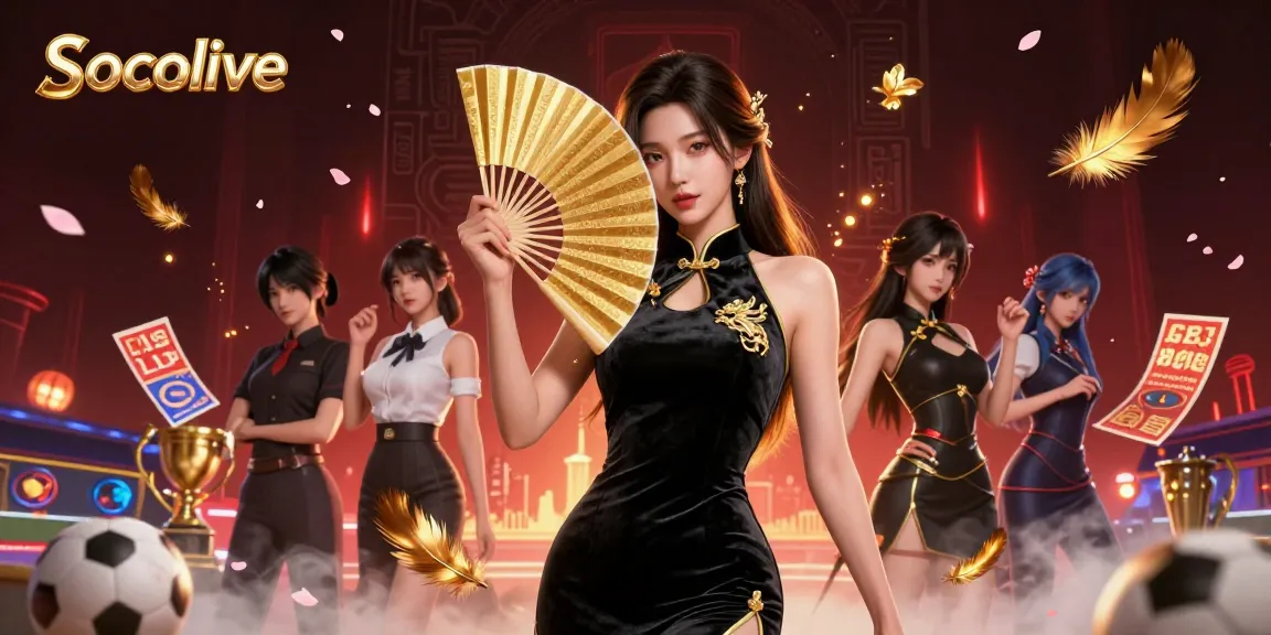 Socolive enhances betting experiences with vibrant visuals of sports betting elements and dynamic characters.