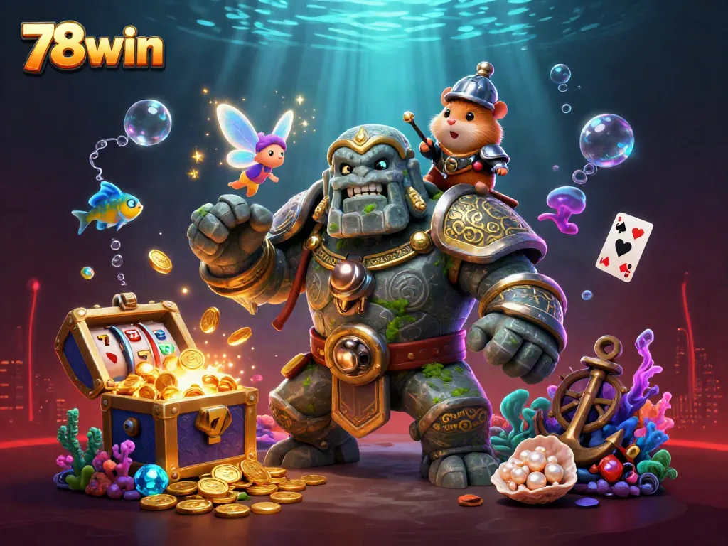 Experience winning thrills with 78win's dynamic underwater scene featuring ancient golems and treasures.