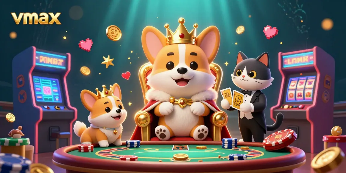 Experience the vibrant vmax casino world with playful corgis and exciting gaming elements.
