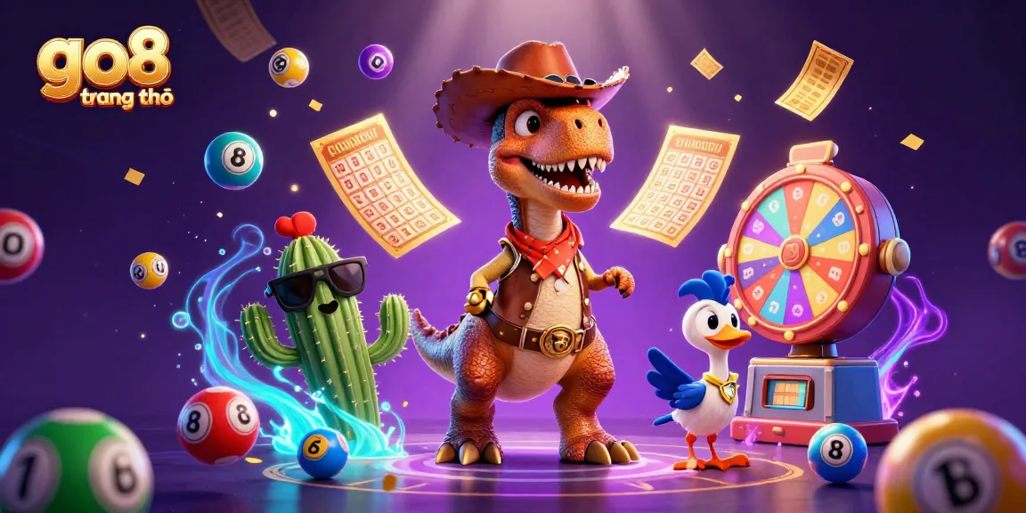 Engage in thrilling gameplay with go8 trang chủ as colorful lottery elements surround vibrant characters.