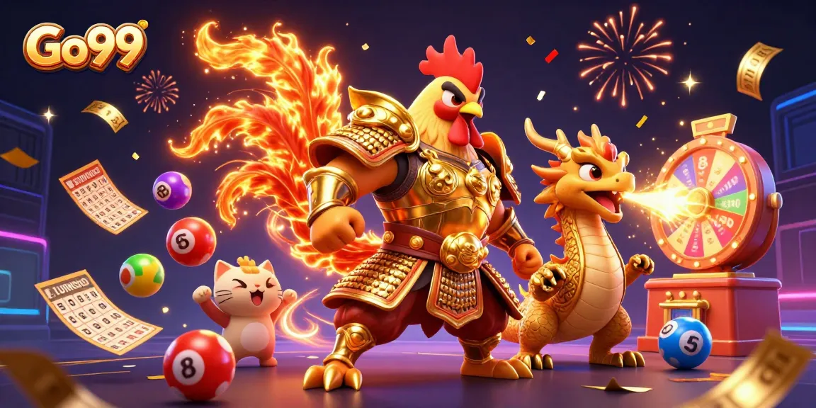 Join the excitement at Go99 with a dynamic illustration featuring unique gaming elements