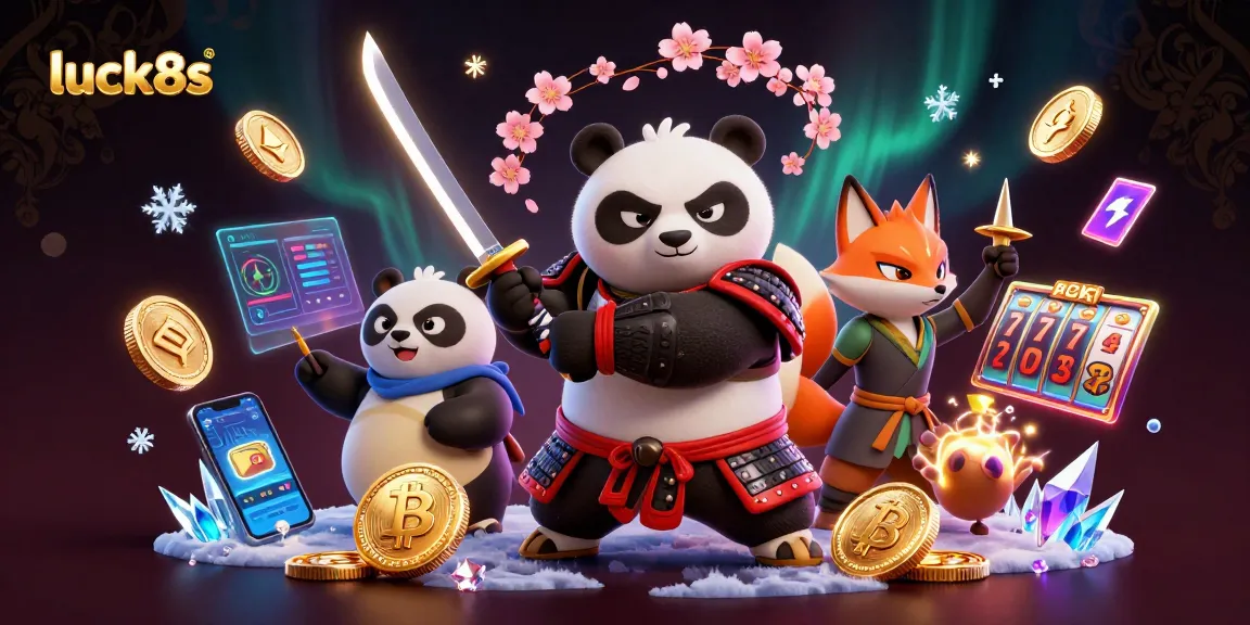 Experience winning strategies at luck8s with vibrant slot games and crypto elements in this dynamic casino scene.