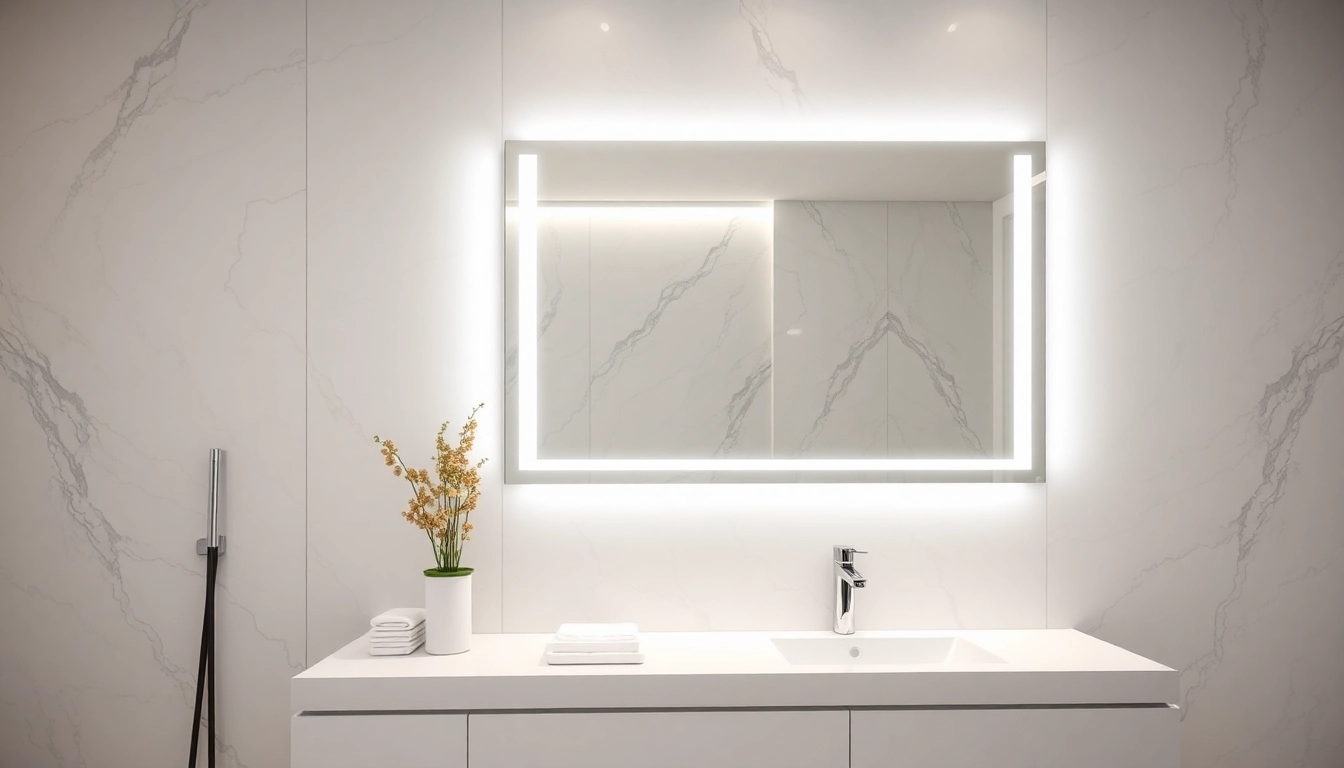 Enhance your space with an elegant led mirror featuring sleek design and ambient lighting.