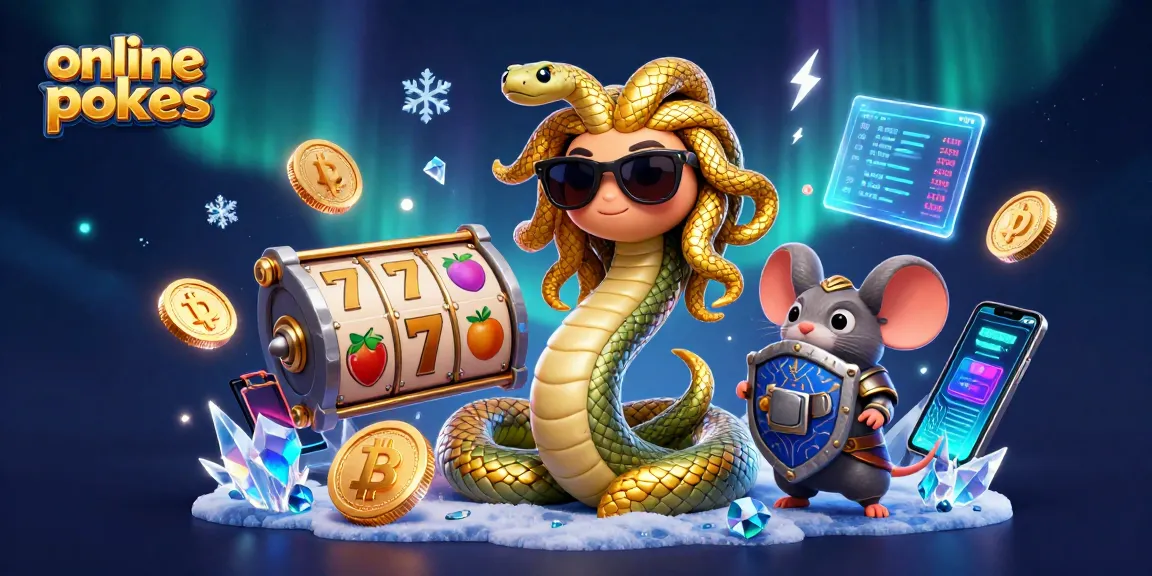 Engage with online pokies through a dynamic 3D illustration featuring snake-lady Medusa and a warrior mouse.
