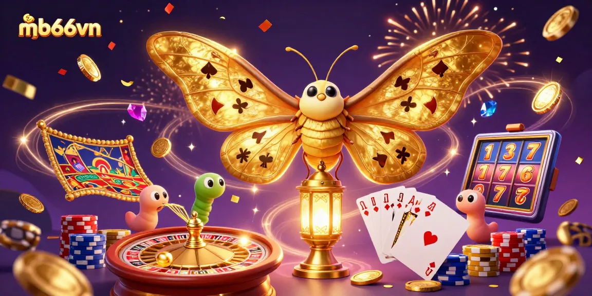 Win big with mb66vn, featuring a vibrant 3D casino scene full of golden coins and exciting games.