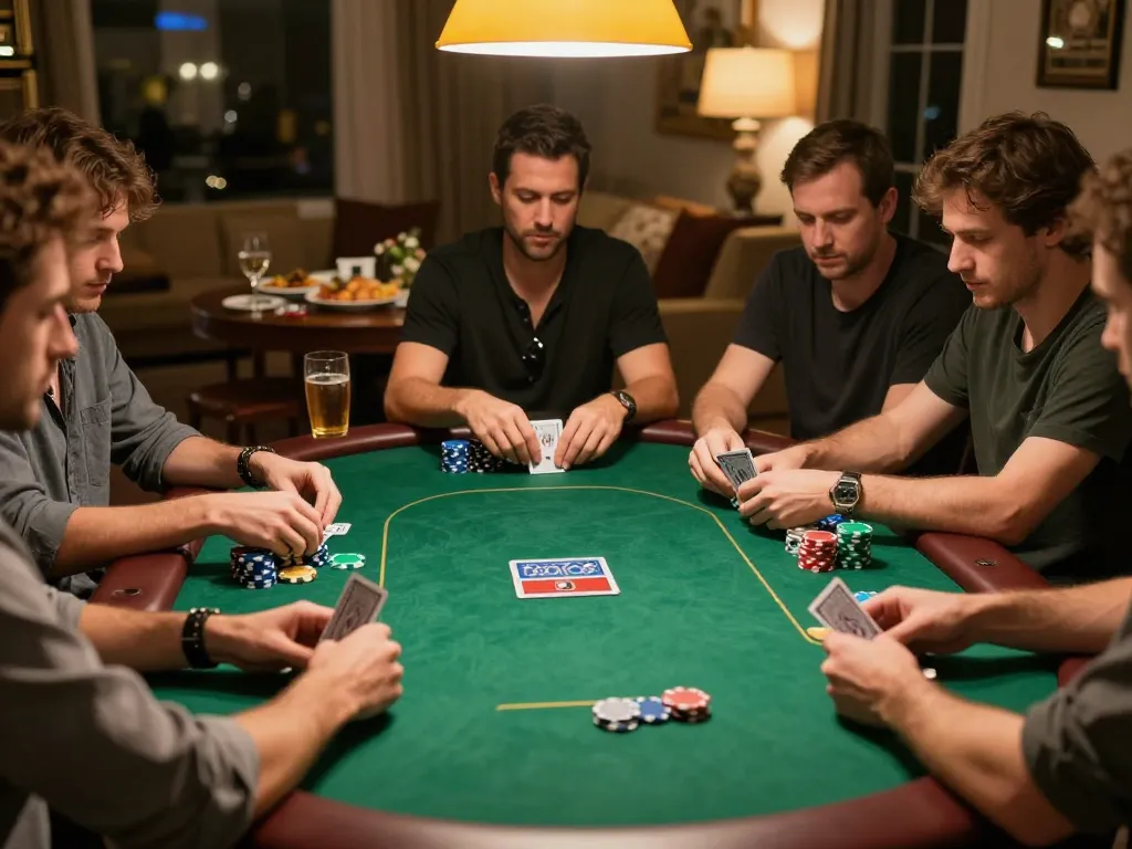 33win players strategizing in an intense poker game with focused atmosphere