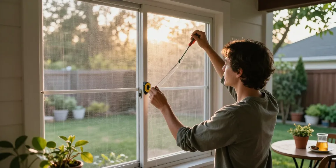 Installing a sineklik on a window, enhancing outdoor living space.