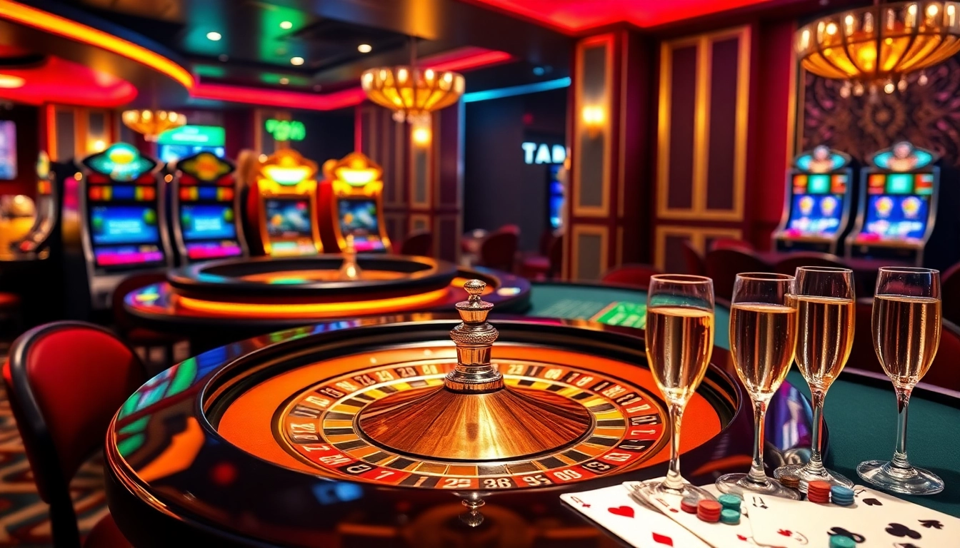 A vibrant casino scene featuring the excitement of 32 WIN with roulette, chips, and a live dealer.