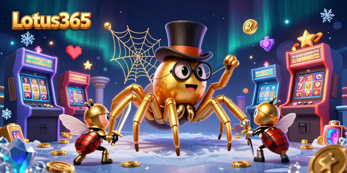 Engage in exciting gameplay with Lotus365's vibrant scene featuring a golden tarantula and beetle knight.