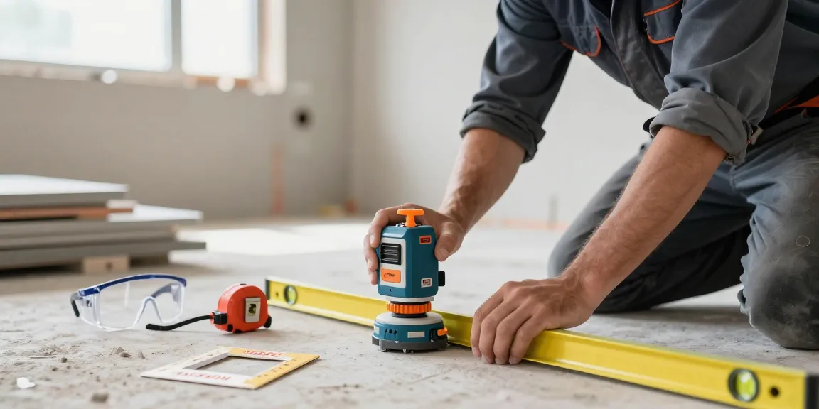 Skilled contractor using Bosch GRL 250 HV laser level on site for precise measurements