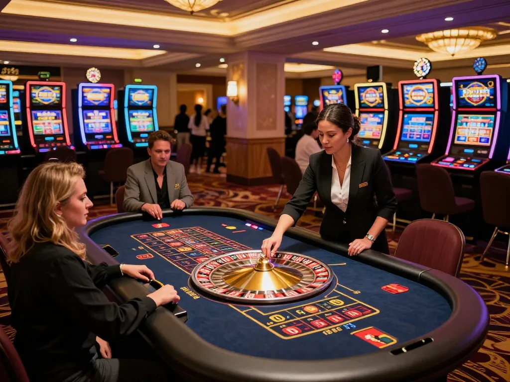 Players engaged at a roulette table during a thrilling session at lucks8 casino, capturing excitement.