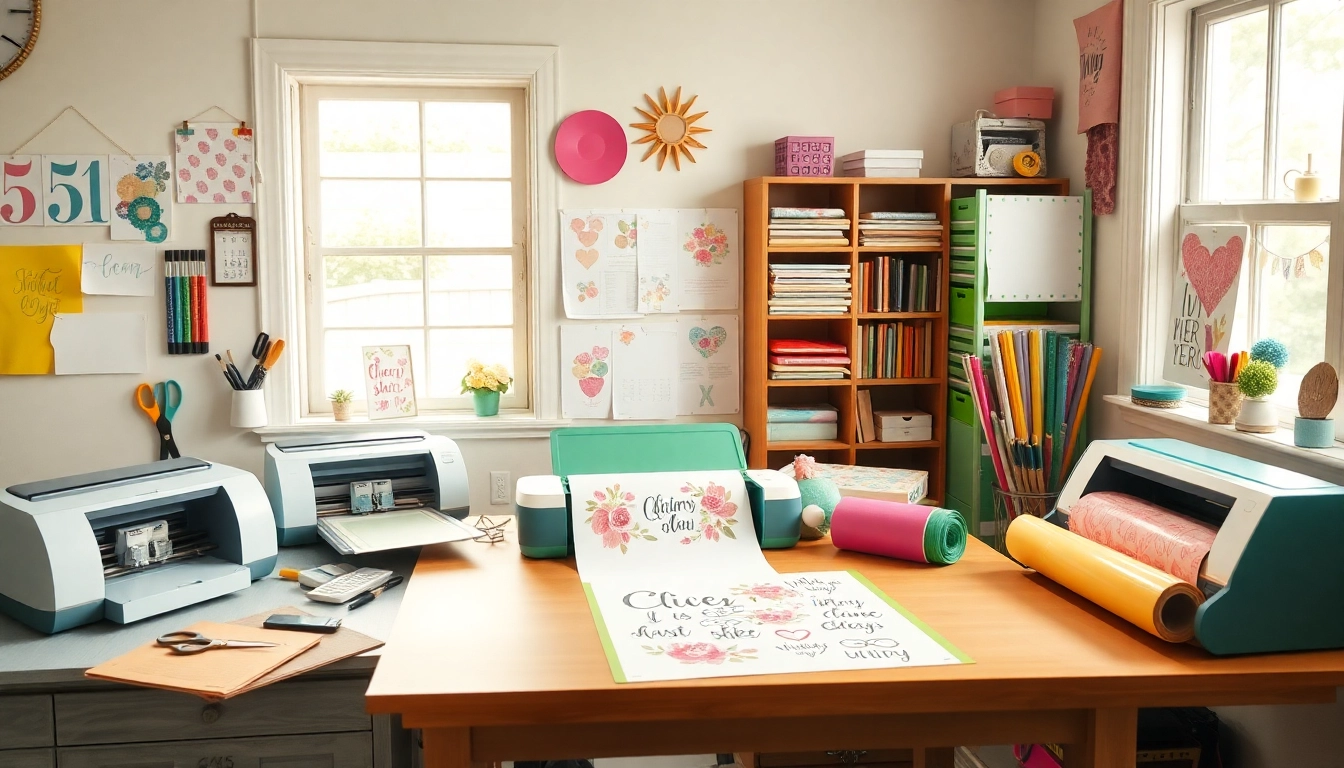 Creative workspace showcasing Cricut SVG designs with vibrant materials.