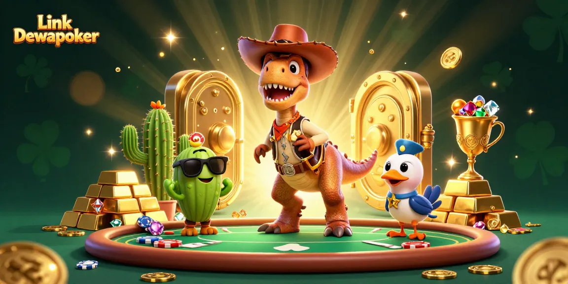Join the fun at Link Dewapoker with vibrant characters and thrilling poker action!