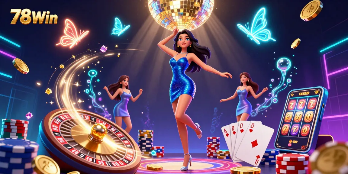 Engage with thrilling gambling at 78Win, where the vibrant casino animation showcases excitement and jackpots.