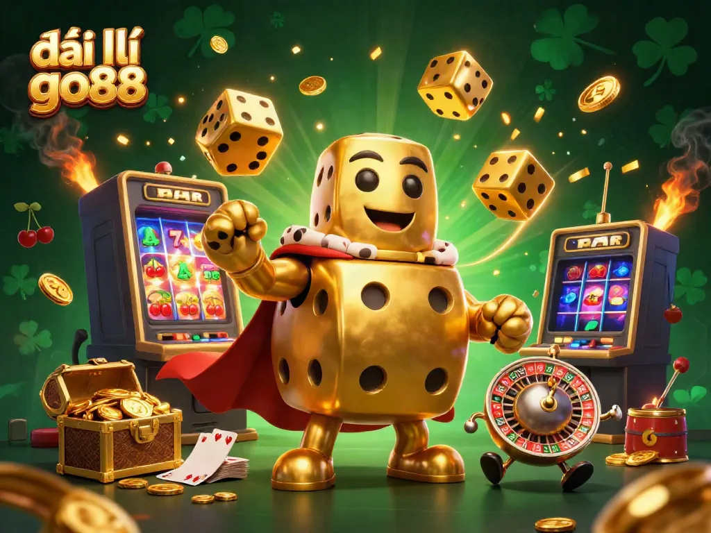 Experience the thrill at đại lý go88 with a dynamic 3D casino scene showcasing vibrant game elements.