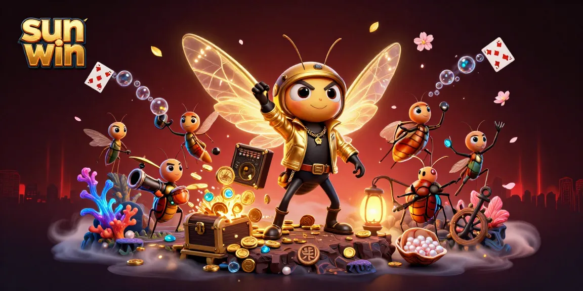 Experience the vibrant excitement of sun win in this dynamic casino-themed 3D illustration.