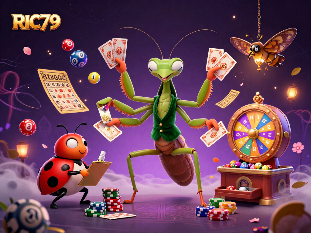 Engage in thrilling gameplay with RIC79's vibrant lottery scene featuring dynamic elements.