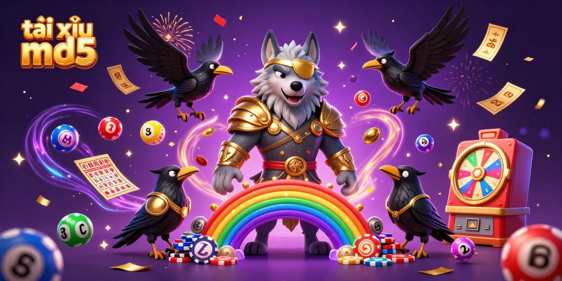 Tài Xỉu MD5 players enjoying vibrant lottery balls and dynamic gaming elements in a lively casino scene.
