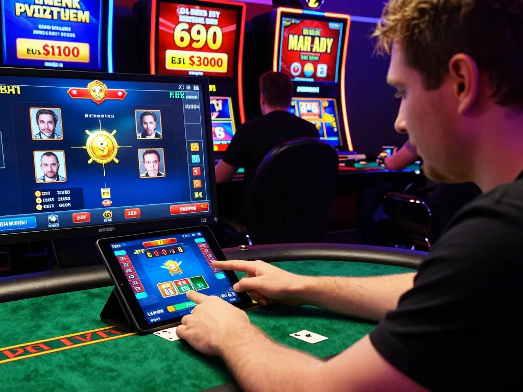 Engaged player experiencing Rikvip's vibrant online gambling environment with poker and interactive gaming features.