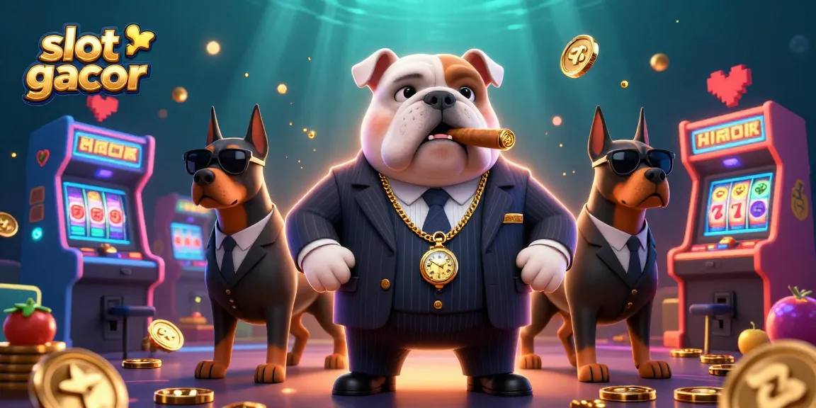 Experience slot gacor excitement with the mafia boss and bodyguards in a vibrant casino scene filled with dynamic game elements.