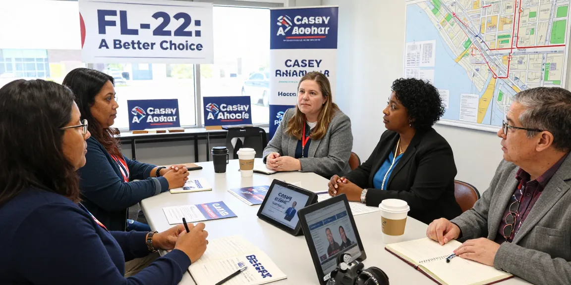 Casey Askar campaign meeting with diverse voters discussing local issues and solutions.