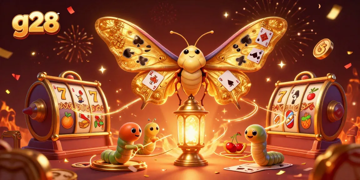 Experience thrilling gaming adventures at g28 with vibrant 3D scenes featuring slot reels and golden motifs.