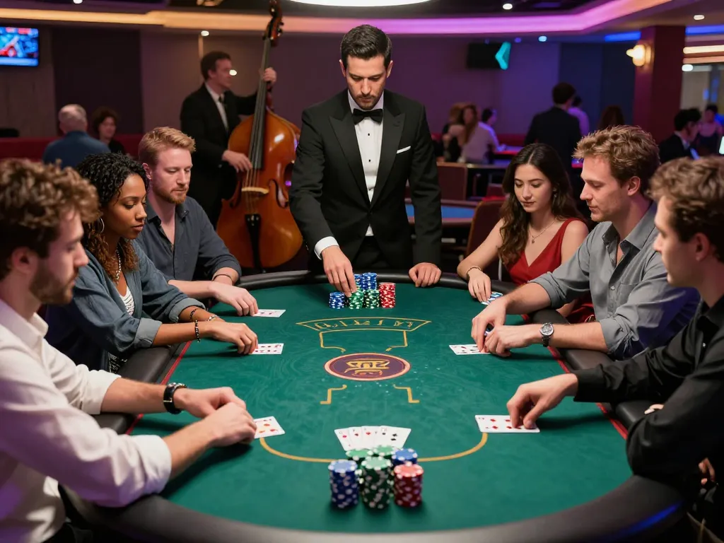 Players engaging in a thrilling poker game at RR88 casino, showcasing strategy and competition in a lively atmosphere.