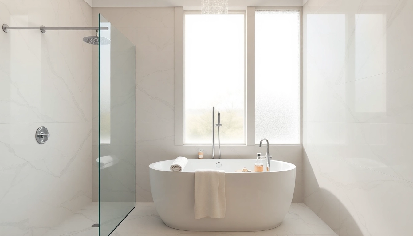 Experience modern elegant showers au in a serene bathroom with stylish design elements.