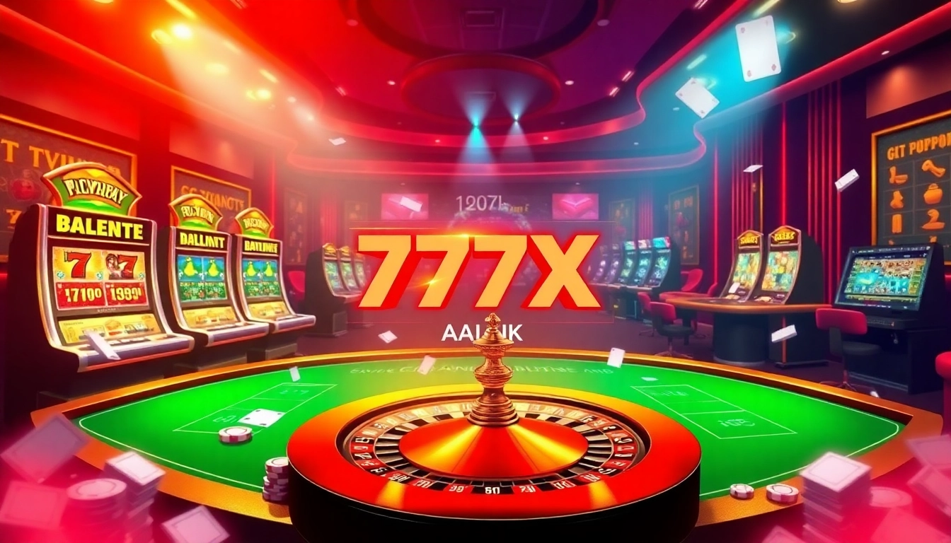 Experience the excitement of online gambling with 777X APK in a vibrant casino setting.