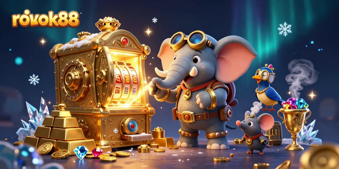 Spin the rokok88 jackpot with a dynamic scene of steampunk characters and vibrant casino elements.