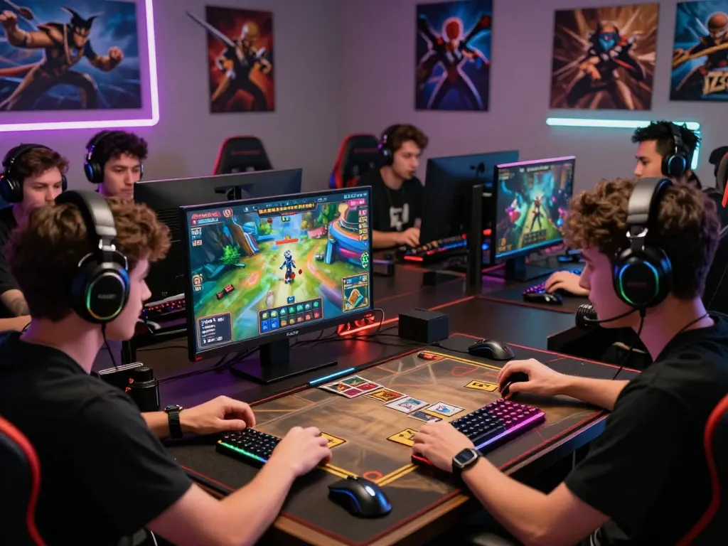 Players immersed in rikvip online gaming with vibrant graphics and modern accessories
