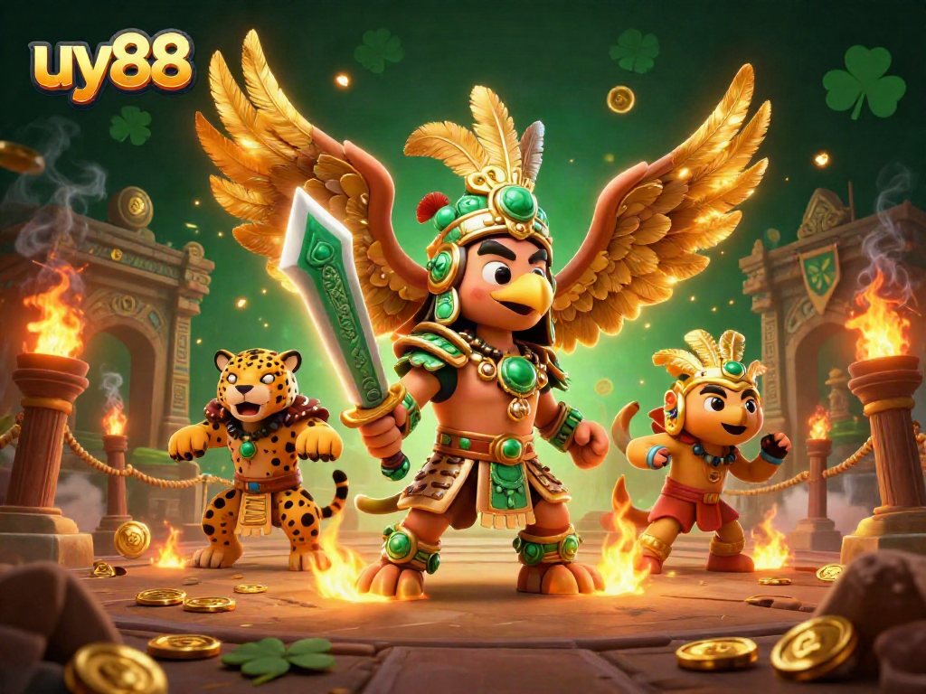 Experience thrilling wins with uy88 in a vibrant 3D casino scene filled with excitement and action.