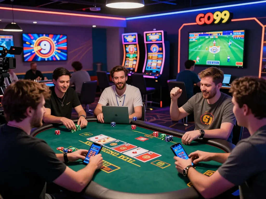 Players enjoying interactive games on GO999's online platform with vibrant virtual casino atmosphere.